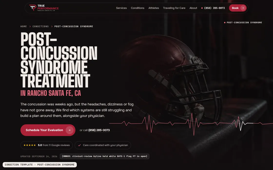 Condition template, concussion, at 1440 px, first screen