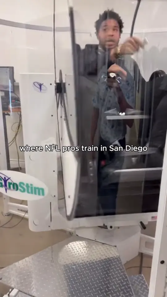 DeMarcus Walker training in the GyroStim chair at True Performance